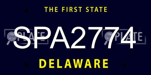SPA2774 Delaware License Plate