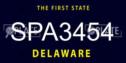 SPA3454 Delaware License Plate