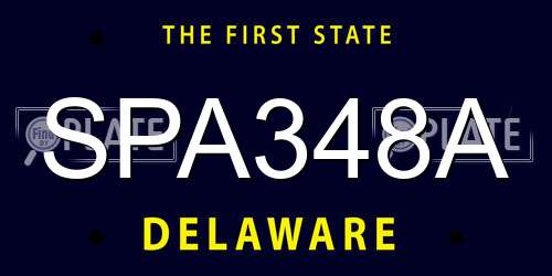 SPA348A Delaware License Plate