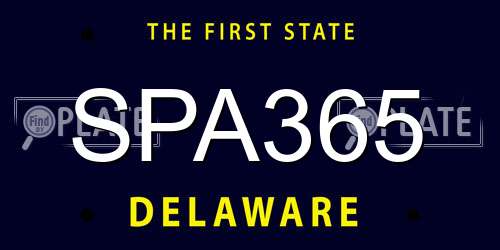 SPA365 Delaware License Plate
