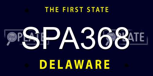 SPA368 Delaware License Plate