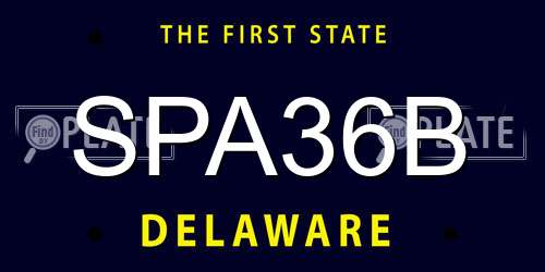 SPA36B Delaware License Plate