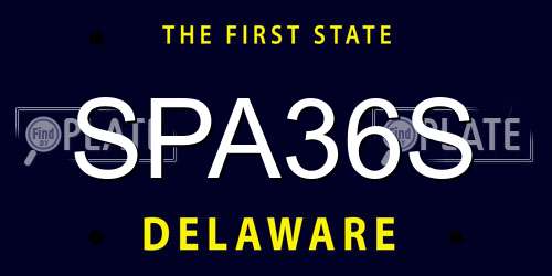 SPA36S Delaware License Plate
