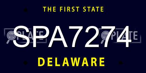 SPA7274 Delaware License Plate