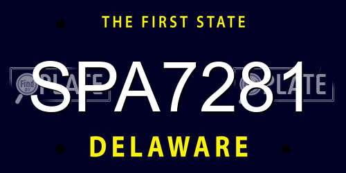 SPA7281 Delaware License Plate
