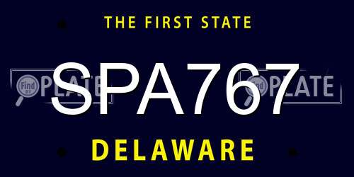 SPA767 Delaware License Plate