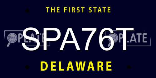 SPA76T Delaware License Plate