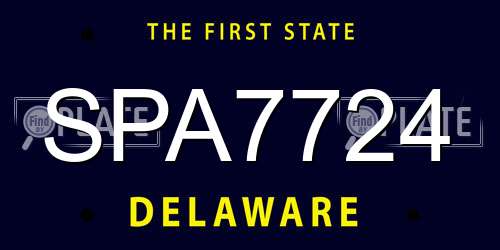 SPA7724 Delaware License Plate
