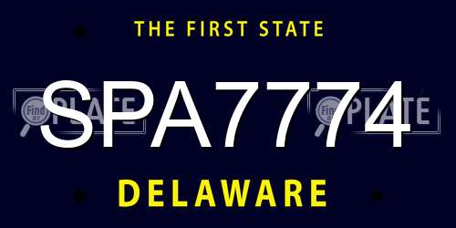 SPA7774 Delaware License Plate