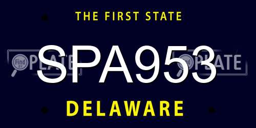 SPA953 Delaware License Plate
