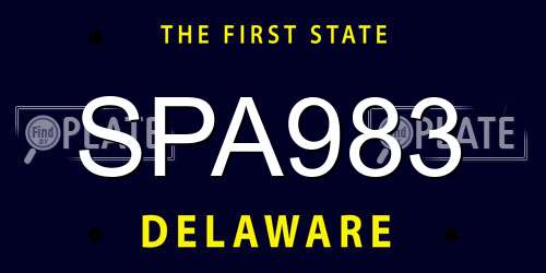 SPA983 Delaware License Plate