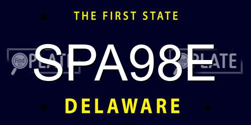 SPA98E Delaware License Plate