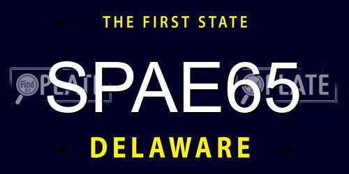 SPAE65 Delaware License Plate