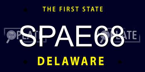 SPAE68 Delaware License Plate