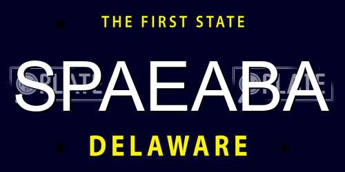 SPAEABA Delaware License Plate