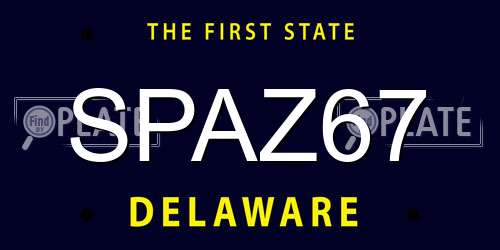 SPAZ67 Delaware License Plate
