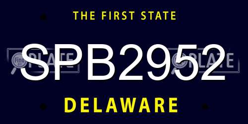 SPB2952 Delaware License Plate
