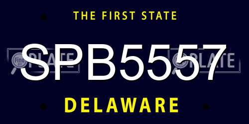 SPB5557 Delaware License Plate
