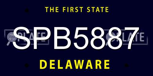 SPB5887 Delaware License Plate