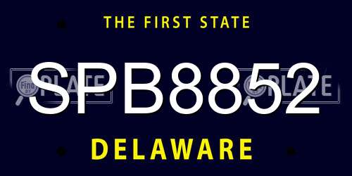 SPB8852 Delaware License Plate