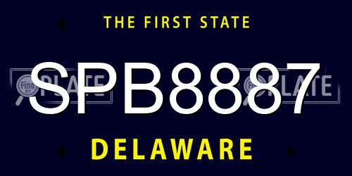 SPB8887 Delaware License Plate