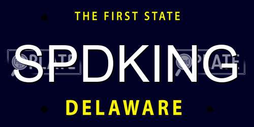 SPDKING Delaware License Plate