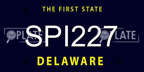 SPI227 Delaware License Plate