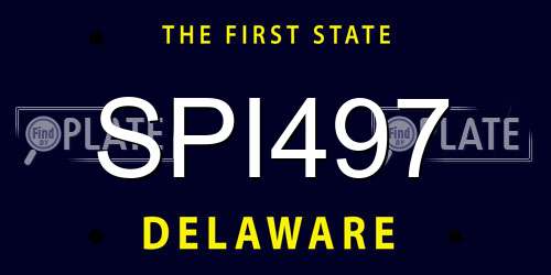 SPI497 Delaware License Plate