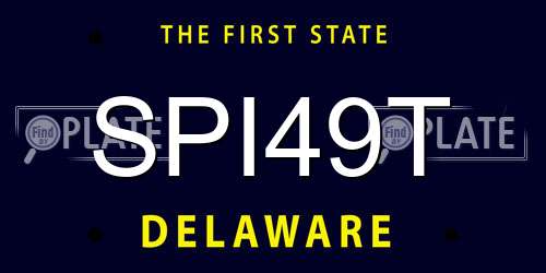 SPI49T Delaware License Plate