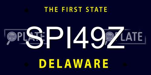 SPI49Z Delaware License Plate
