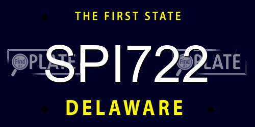 SPI722 Delaware License Plate
