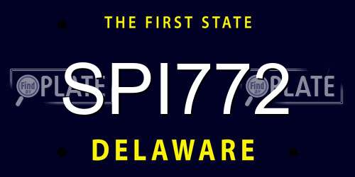 SPI772 Delaware License Plate