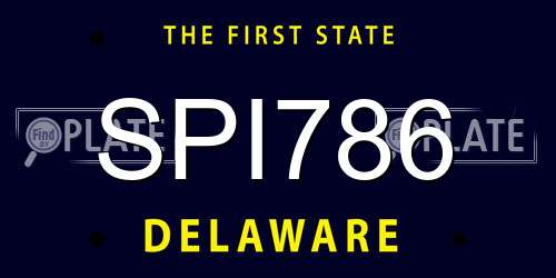 SPI786 Delaware License Plate