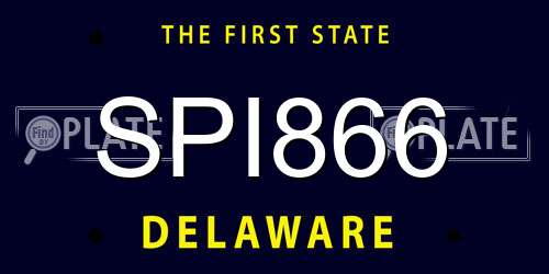 SPI866 Delaware License Plate