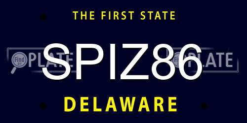 SPIZ86 Delaware License Plate