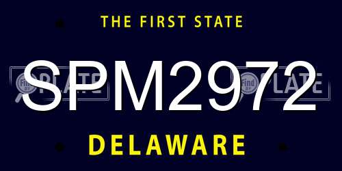 SPM2972 Delaware License Plate