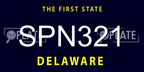 SPN321 Delaware License Plate