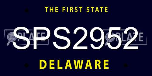SPS2952 Delaware License Plate