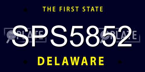 SPS5852 Delaware License Plate
