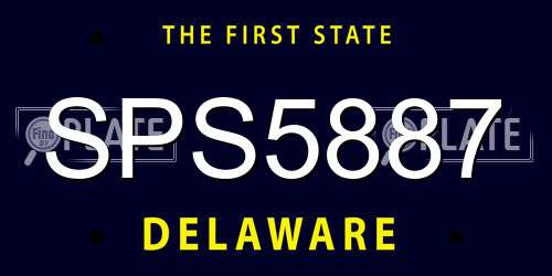 SPS5887 Delaware License Plate