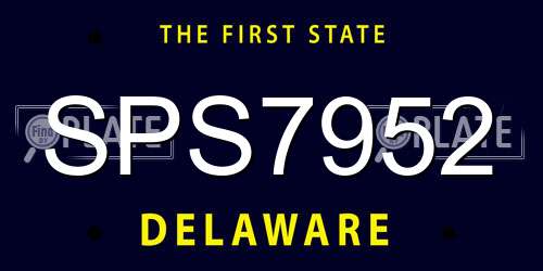 SPS7952 Delaware License Plate