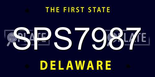 SPS7987 Delaware License Plate