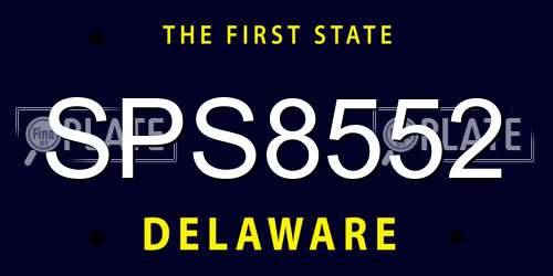 SPS8552 Delaware License Plate