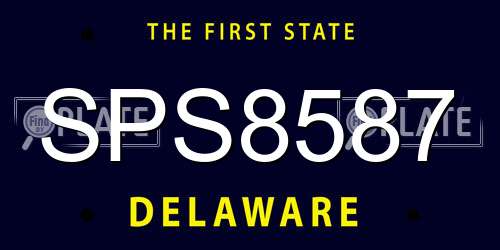 SPS8587 Delaware License Plate