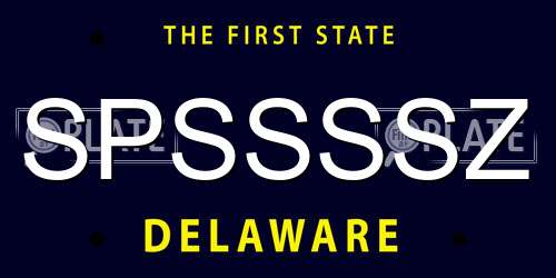 SPSSSSZ Delaware License Plate