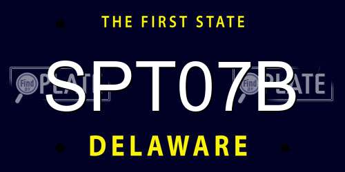 SPT07B Delaware License Plate