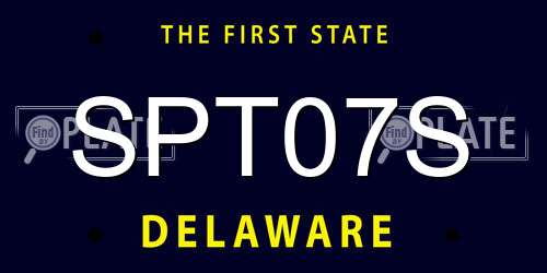 SPT07S Delaware License Plate
