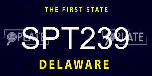 SPT239 Delaware License Plate