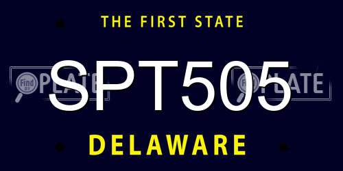 SPT505 Delaware License Plate