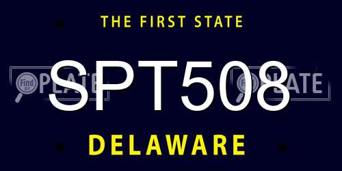 SPT508 Delaware License Plate